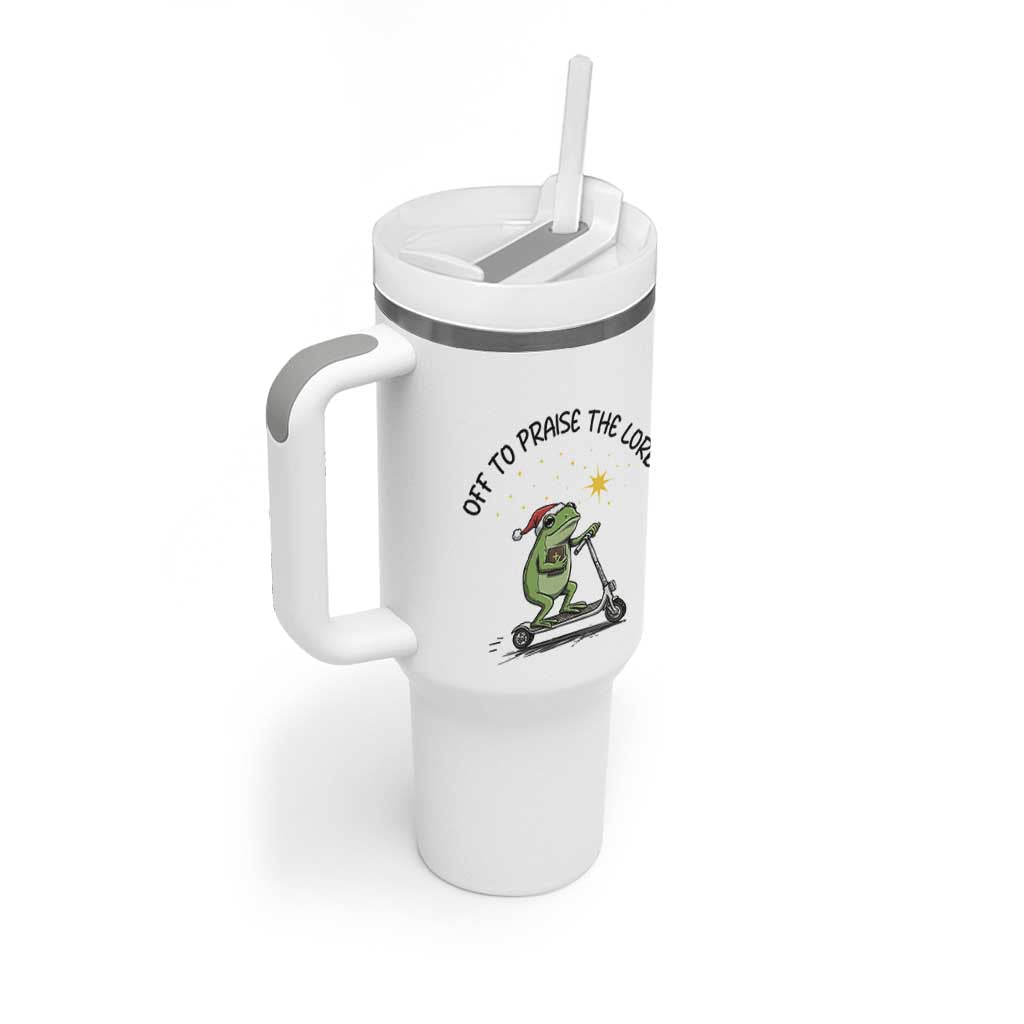 Off To Praise The Lord Tumbler With Handle Funny Frog Christian - Wonder Print Shop