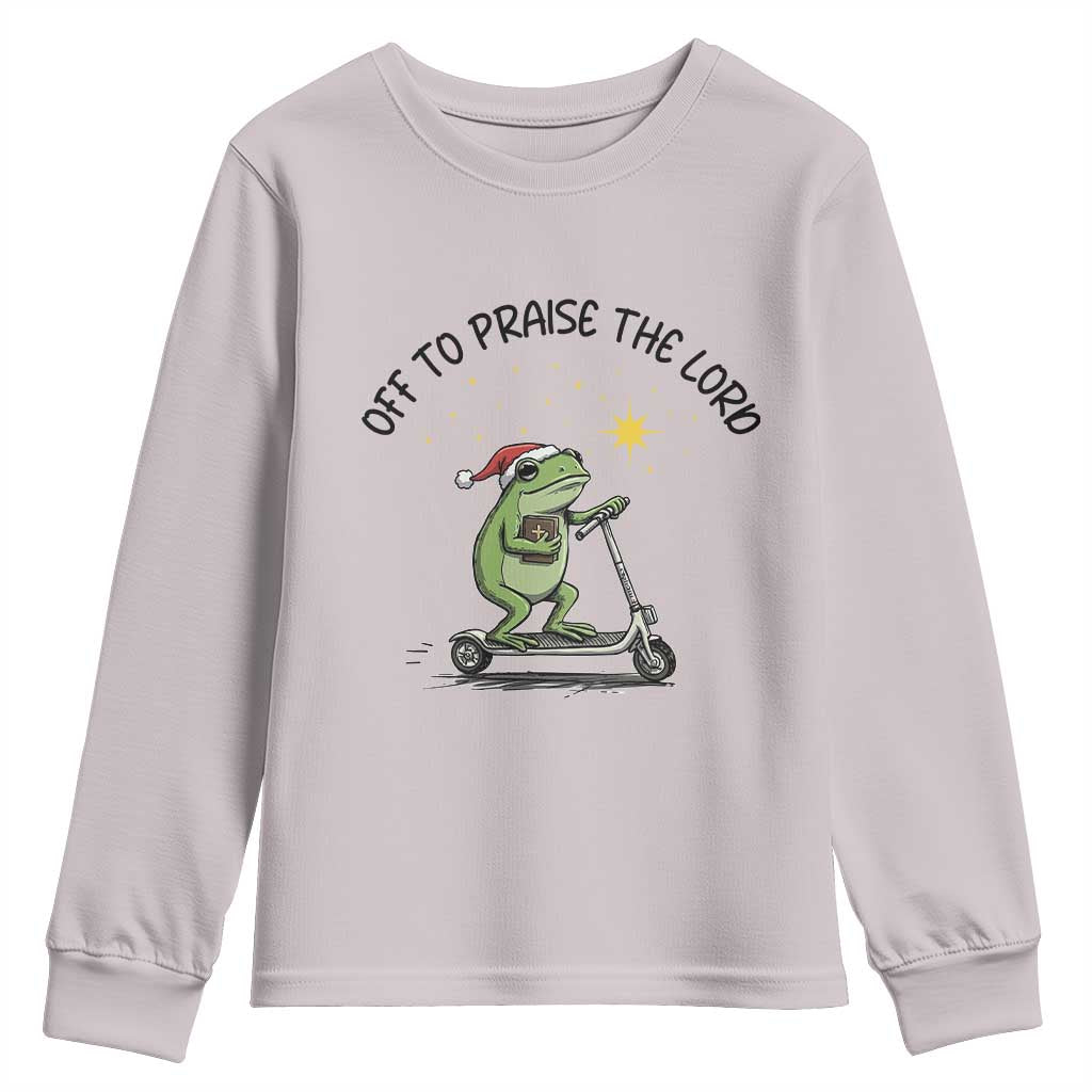 Off To Praise The Lord Youth Sweatshirt Funny Frog Christian - Wonder Print Shop