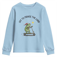 Off To Praise The Lord Youth Sweatshirt Funny Frog Christian - Wonder Print Shop