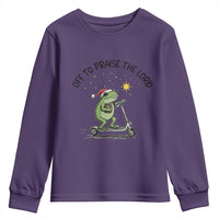 Off To Praise The Lord Youth Sweatshirt Funny Frog Christian - Wonder Print Shop