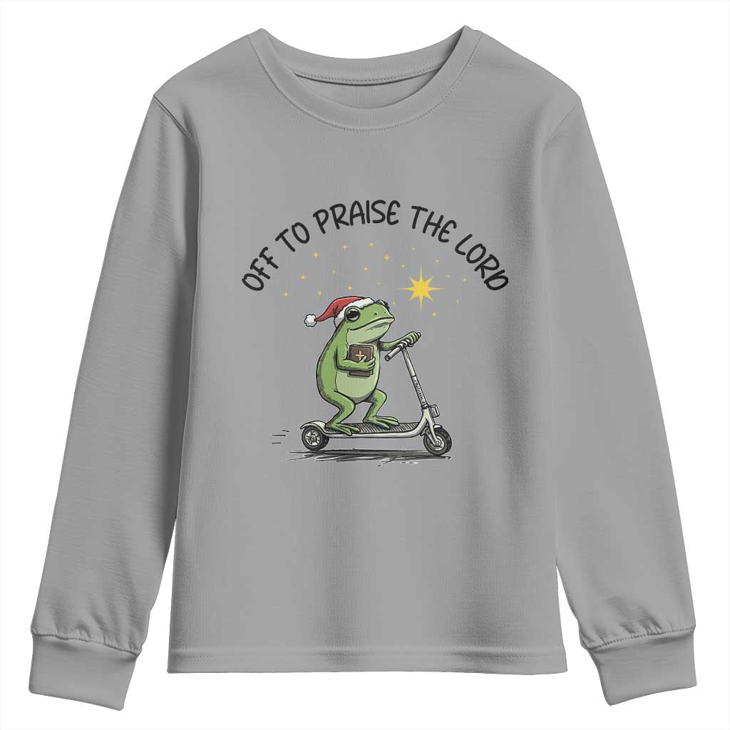 Off To Praise The Lord Youth Sweatshirt Funny Frog Christian - Wonder Print Shop