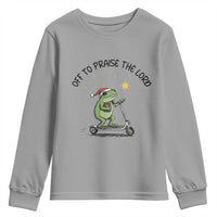 Off To Praise The Lord Youth Sweatshirt Funny Frog Christian - Wonder Print Shop