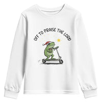 Off To Praise The Lord Youth Sweatshirt Funny Frog Christian - Wonder Print Shop