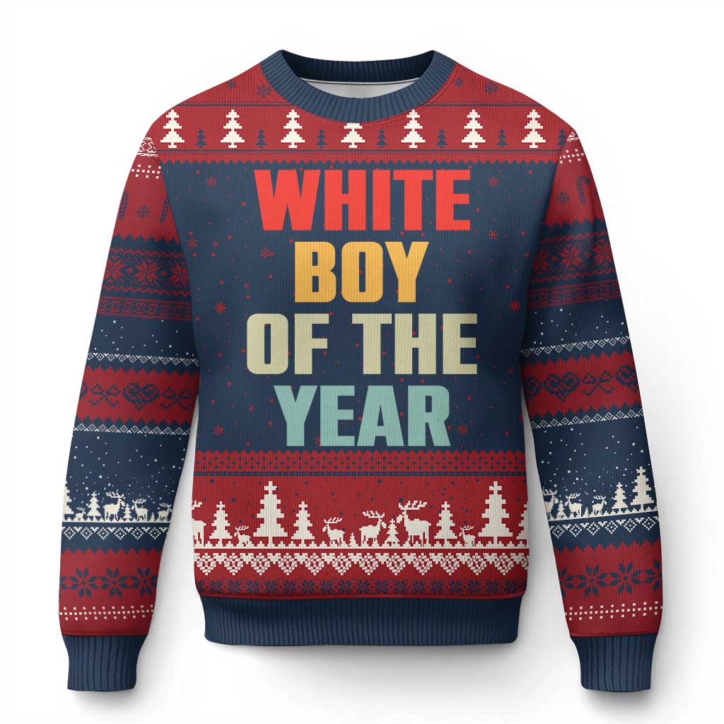 White Boy Of The Year Ugly Christmas Sweater Funny Statement
