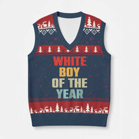 White Boy Of The Year V-Neck Knit Sweater Vest Funny Statement