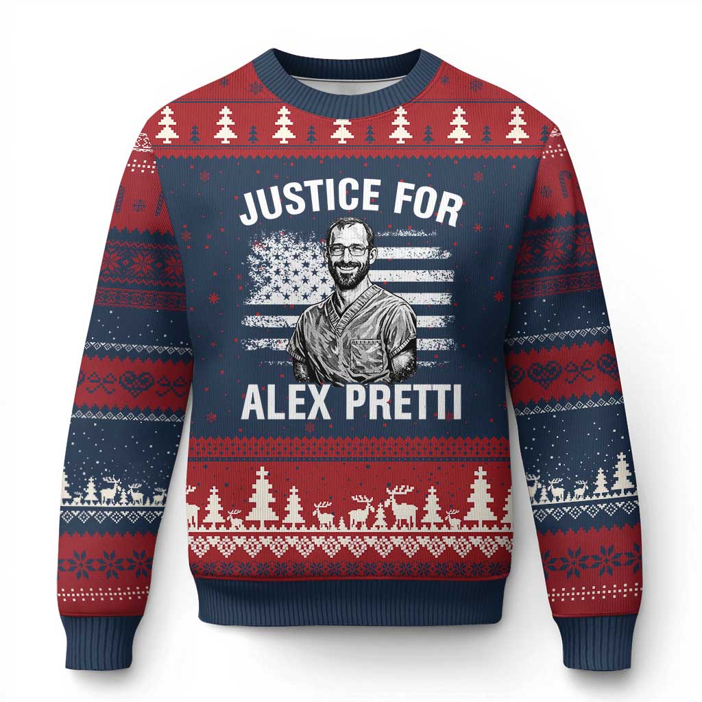 Justices for Alex Pretti Ugly Christmas Sweater Resist Abolish ICE Protest