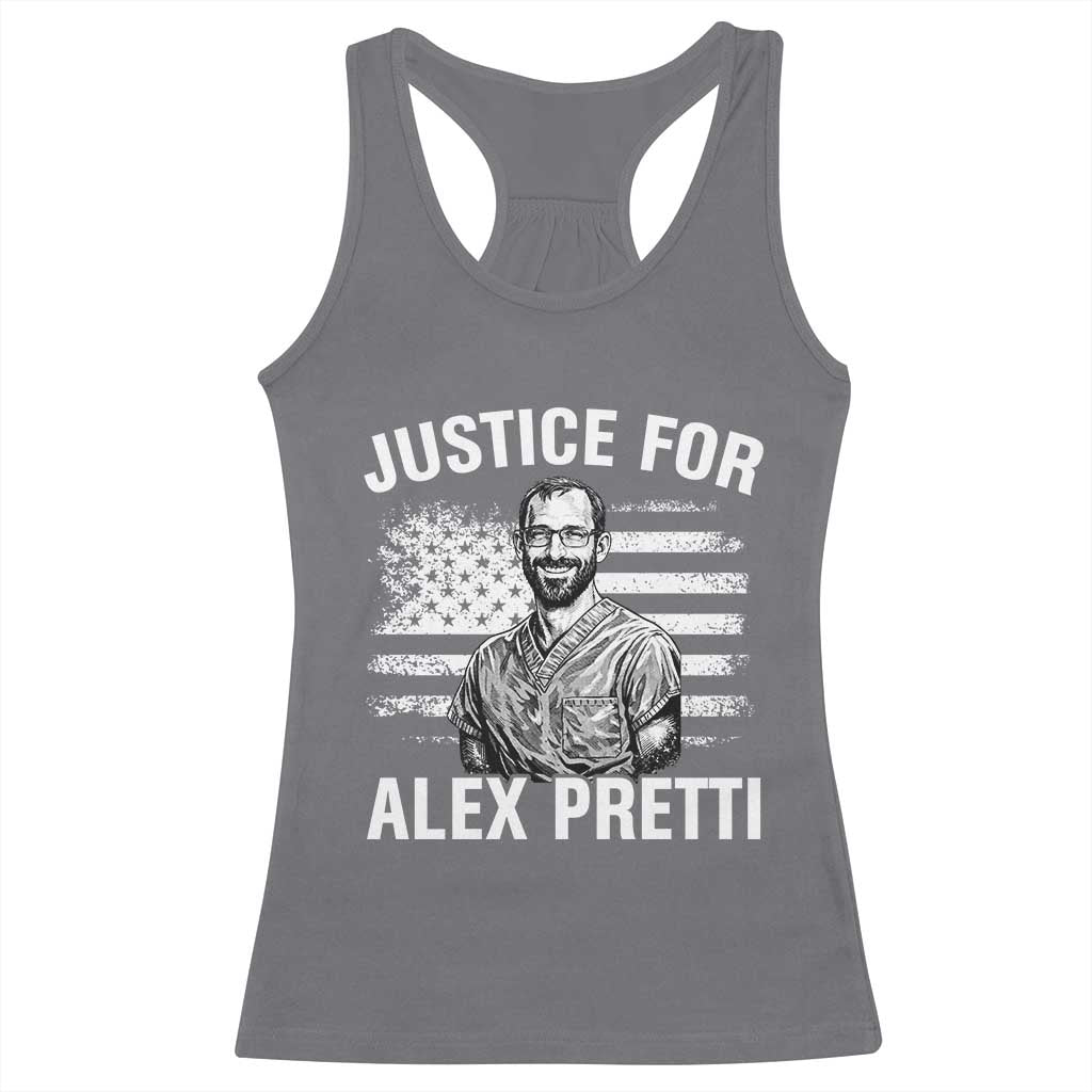 Justices for Alex Pretti Racerback Tank Top Resist Abolish ICE Protest