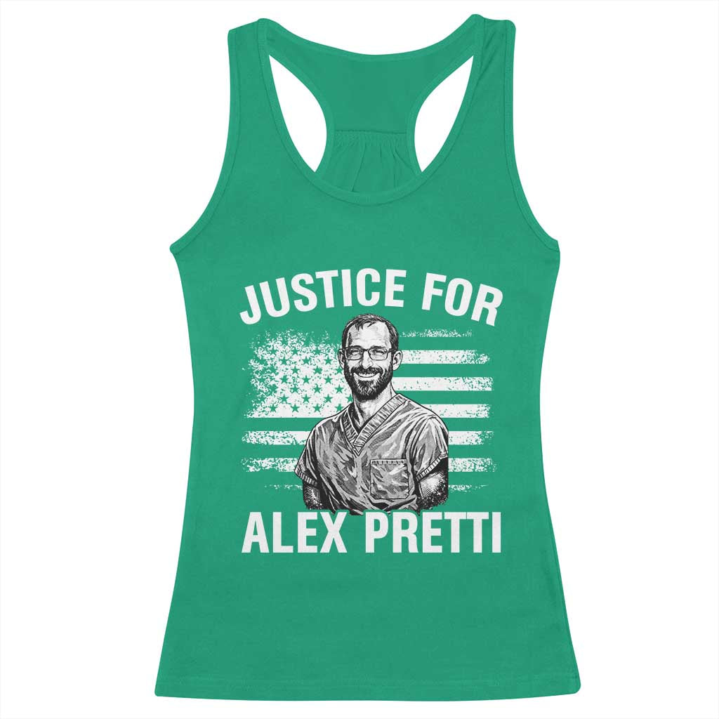 Justices for Alex Pretti Racerback Tank Top Resist Abolish ICE Protest