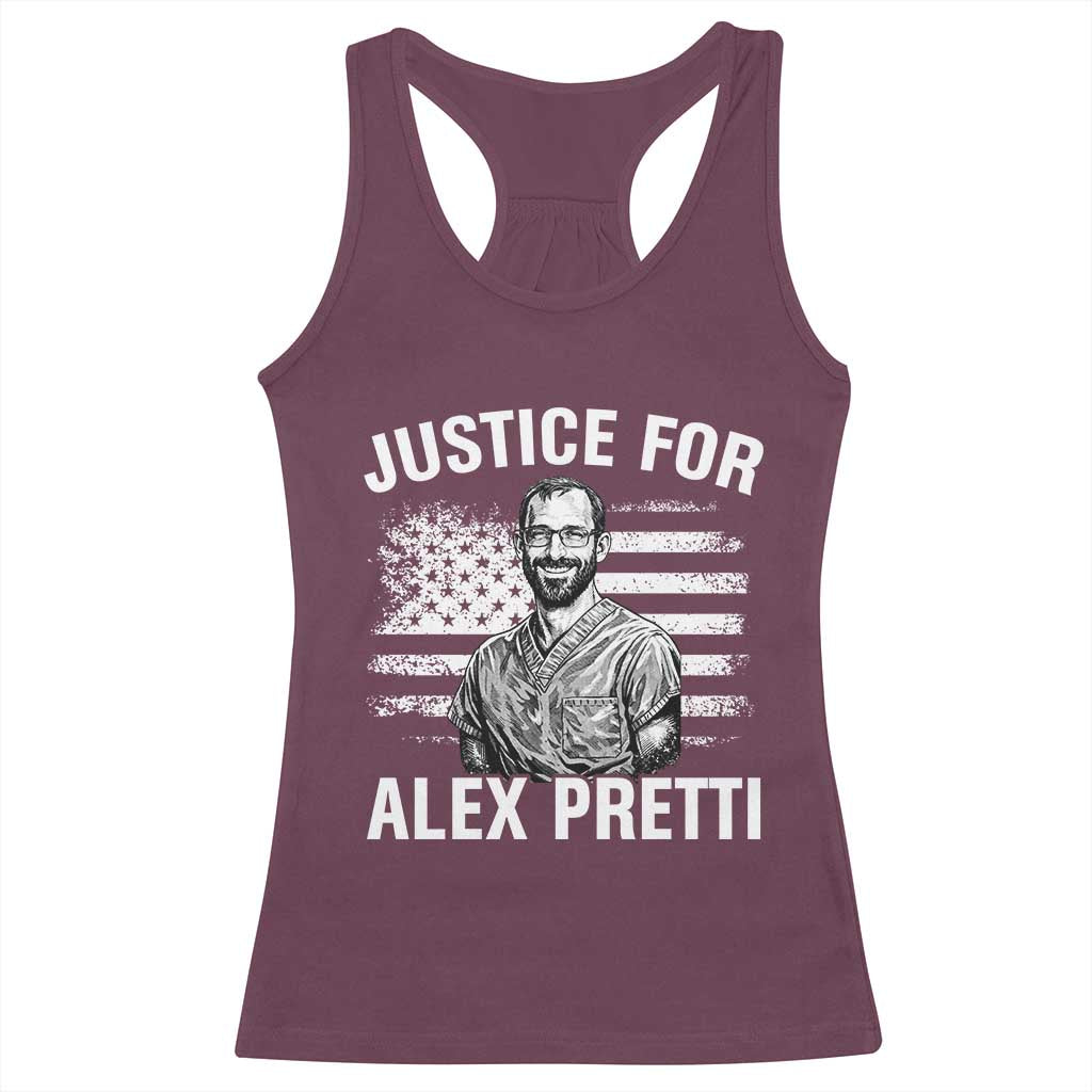 Justices for Alex Pretti Racerback Tank Top Resist Abolish ICE Protest
