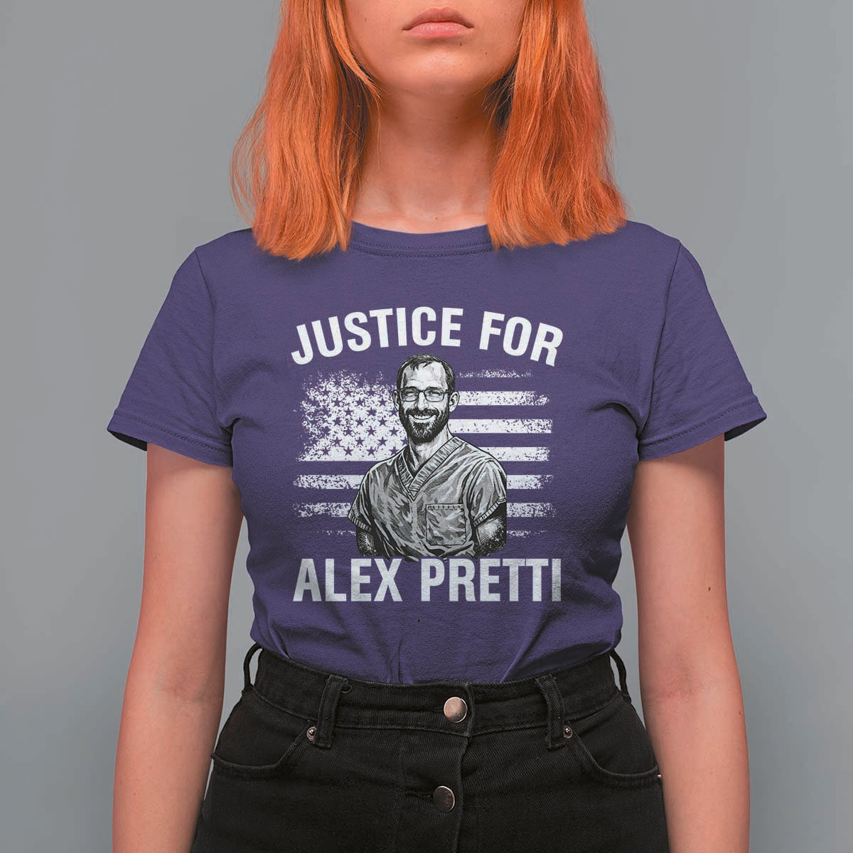 Justices for Alex Pretti T Shirt For Women Resist Abolish ICE Protest