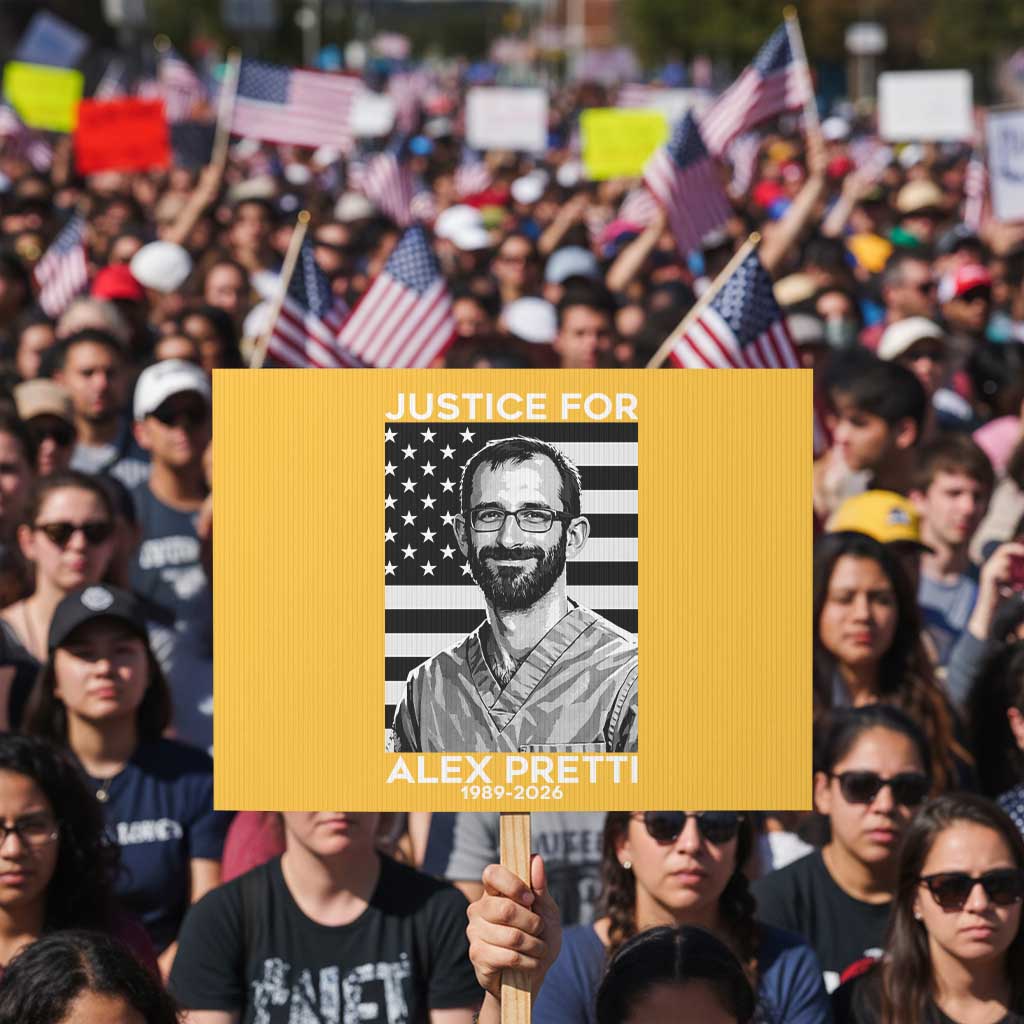 Justices for Alex Pretti Protest Sign Resist ICE Immigration Deportation Protest Minnesota