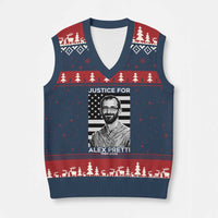 Justices for Alex Pretti V-Neck Knit Sweater Vest Resist ICE Immigration Deportation Protest Minnesota