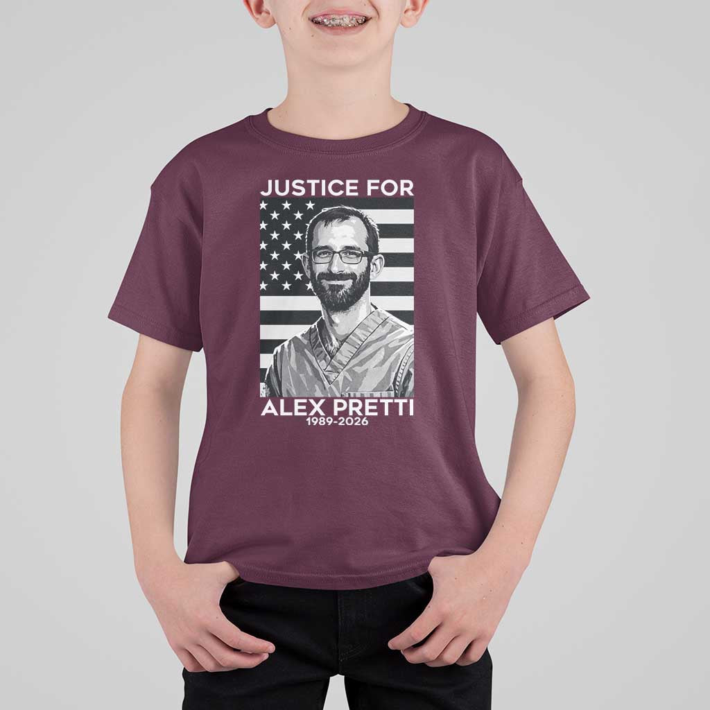 Justices for Alex Pretti T Shirt For Kid Resist ICE Immigration Deportation Protest Minnesota