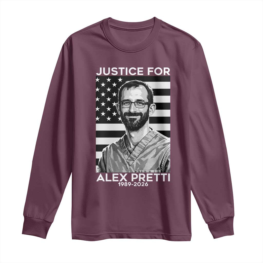 Justices for Alex Pretti Long Sleeve Shirt Resist ICE Immigration Deportation Protest Minnesota