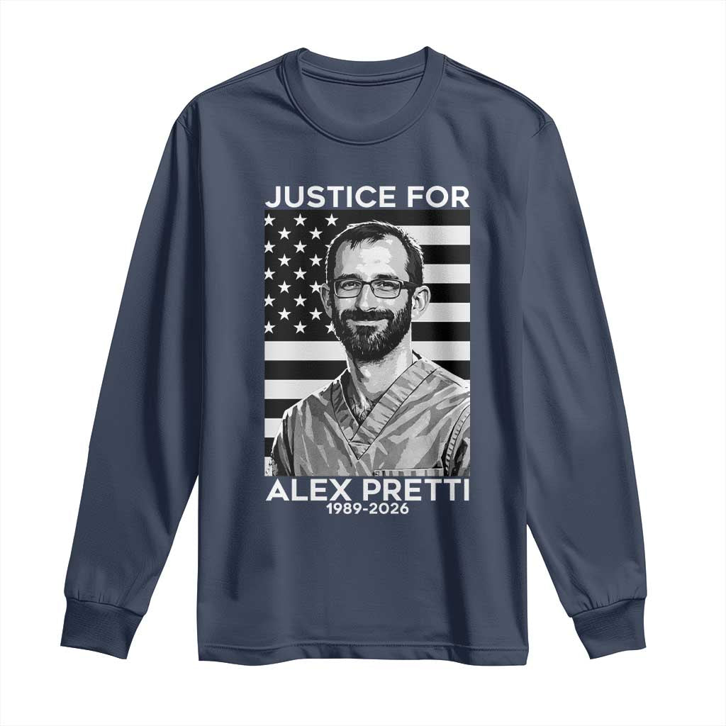 Justices for Alex Pretti Long Sleeve Shirt Resist ICE Immigration Deportation Protest Minnesota