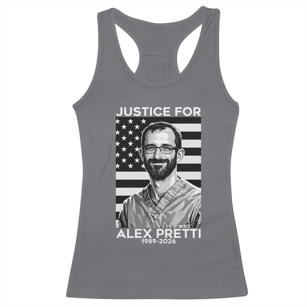 Justices for Alex Pretti Racerback Tank Top Resist ICE Immigration Deportation Protest Minnesota