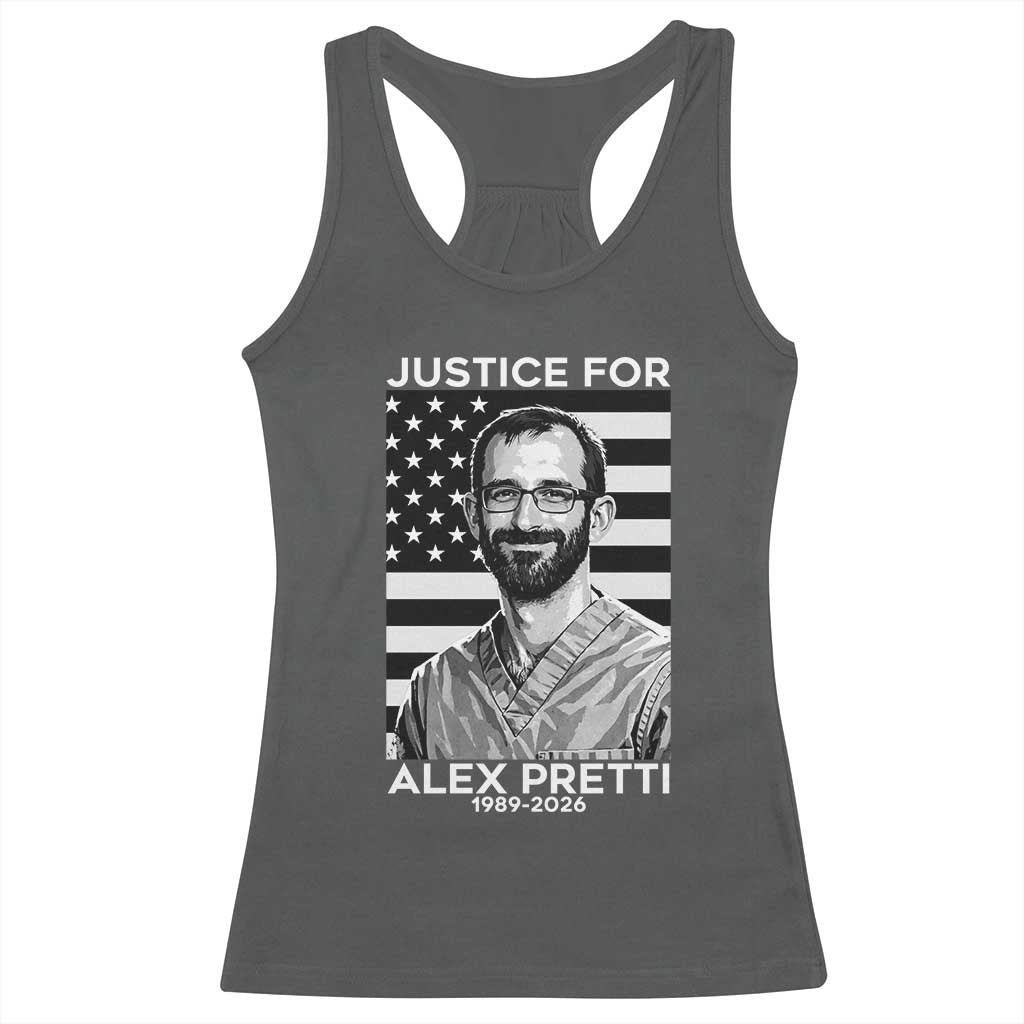 Justices for Alex Pretti Racerback Tank Top Resist ICE Immigration Deportation Protest Minnesota