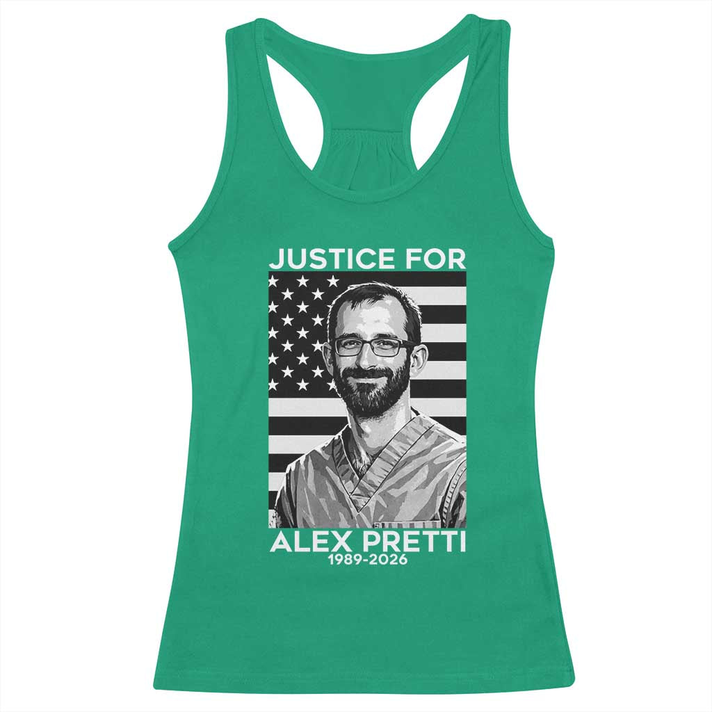 Justices for Alex Pretti Racerback Tank Top Resist ICE Immigration Deportation Protest Minnesota