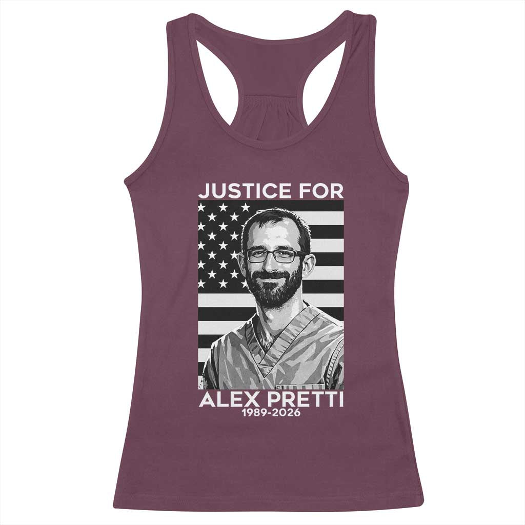 Justices for Alex Pretti Racerback Tank Top Resist ICE Immigration Deportation Protest Minnesota