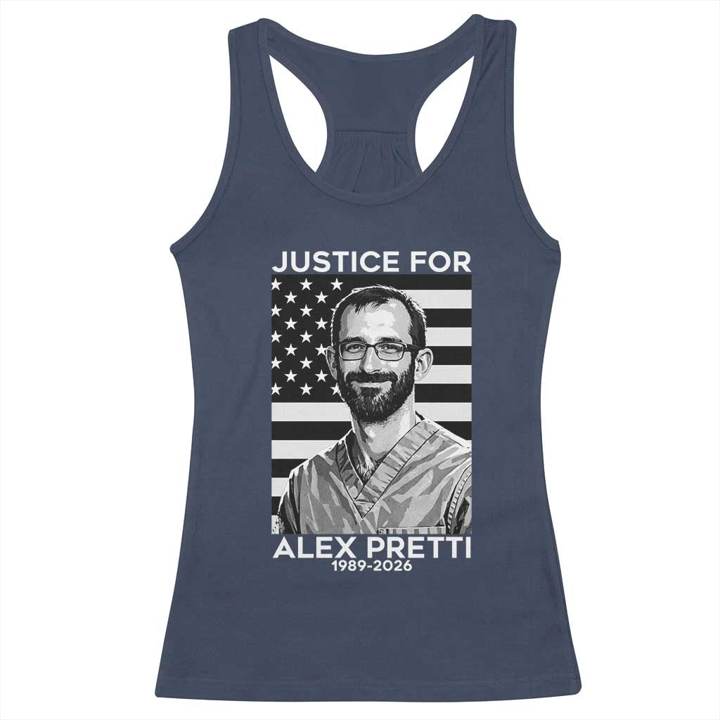 Justices for Alex Pretti Racerback Tank Top Resist ICE Immigration Deportation Protest Minnesota