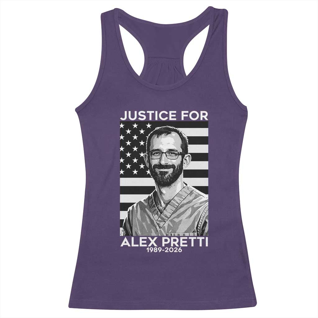 Justices for Alex Pretti Racerback Tank Top Resist ICE Immigration Deportation Protest Minnesota
