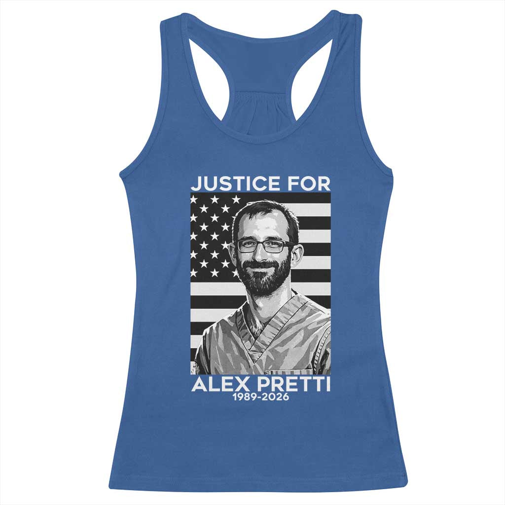 Justices for Alex Pretti Racerback Tank Top Resist ICE Immigration Deportation Protest Minnesota