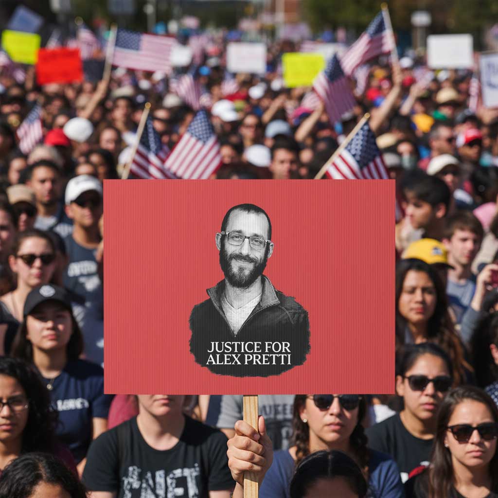 Justices for Alex Pretti Protest Sign Anti ICE Immigration Protest Human Rights