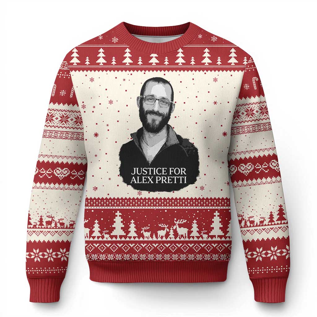 Justices for Alex Pretti Ugly Christmas Sweater Anti ICE Immigration Protest Human Rights