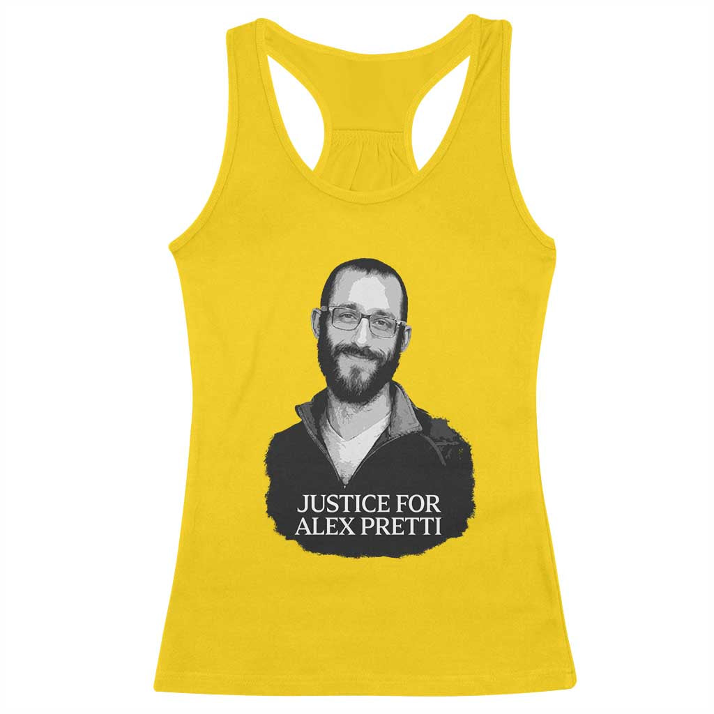 Justices for Alex Pretti Racerback Tank Top Anti ICE Immigration Protest Human Rights