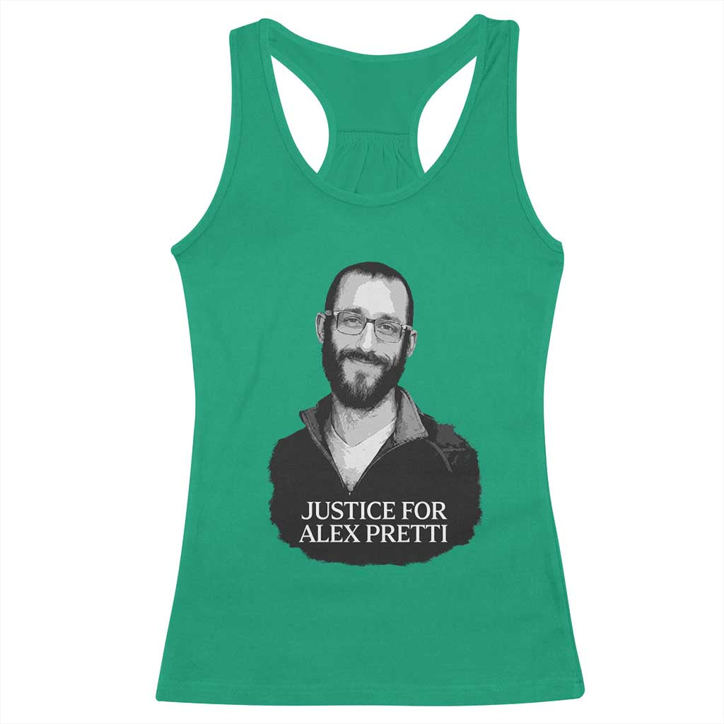 Justices for Alex Pretti Racerback Tank Top Anti ICE Immigration Protest Human Rights