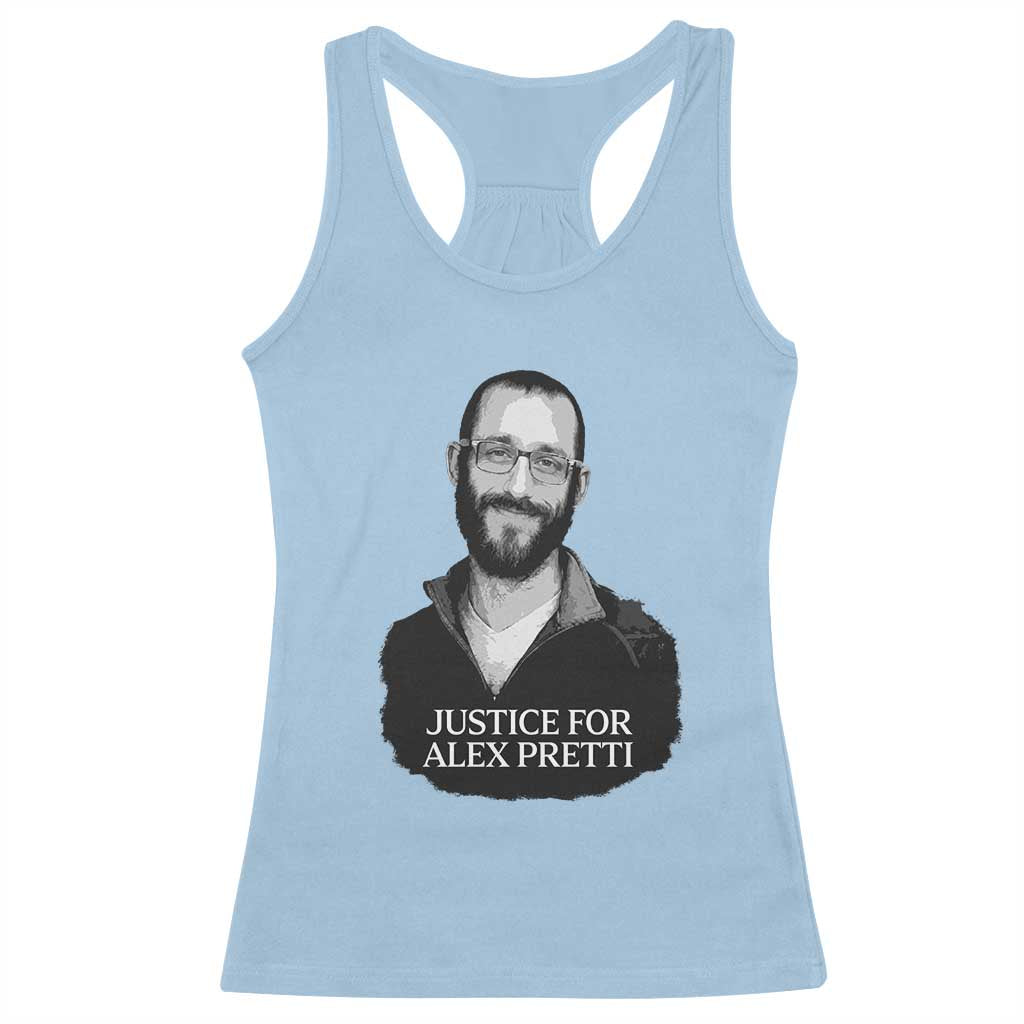 Justices for Alex Pretti Racerback Tank Top Anti ICE Immigration Protest Human Rights