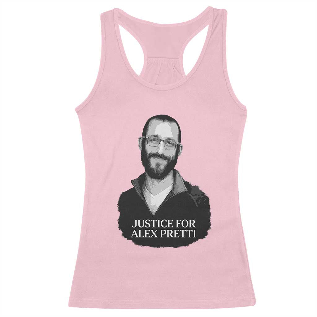 Justices for Alex Pretti Racerback Tank Top Anti ICE Immigration Protest Human Rights