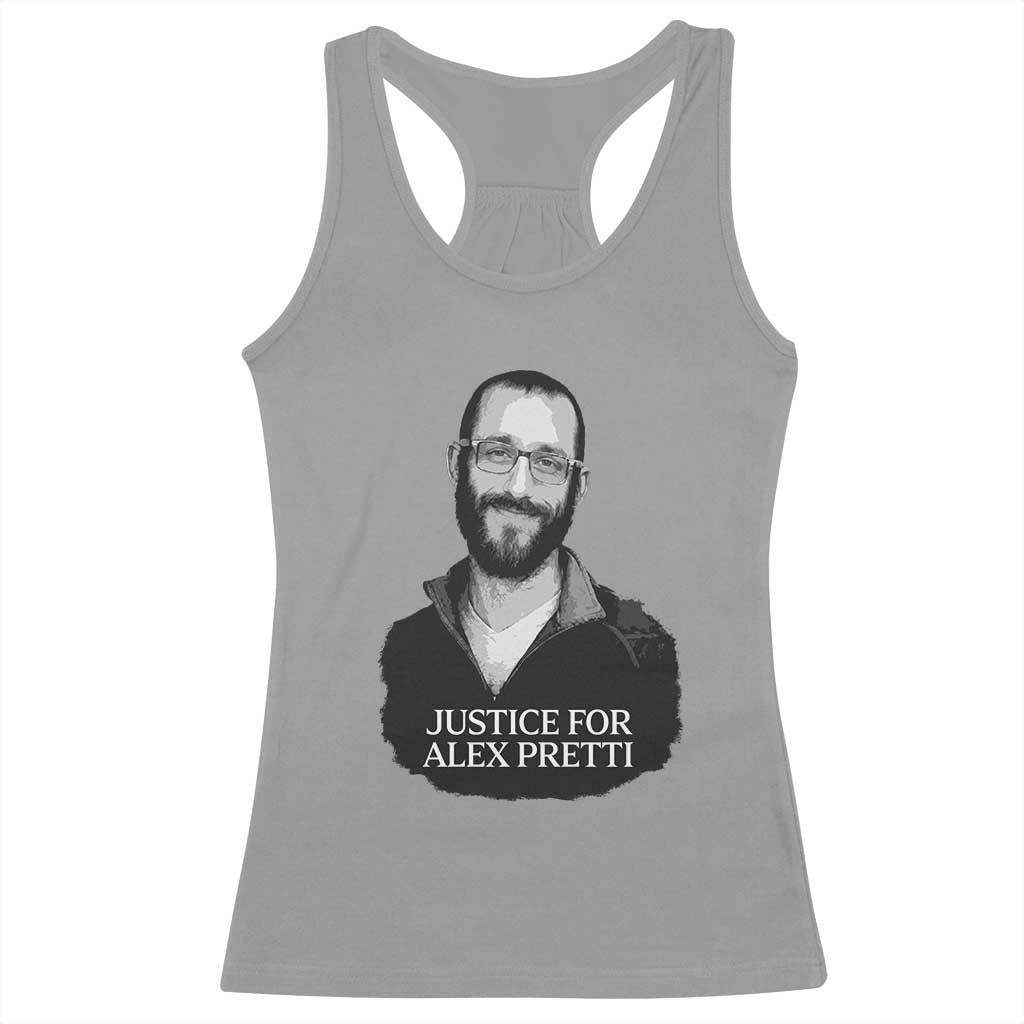 Justices for Alex Pretti Racerback Tank Top Anti ICE Immigration Protest Human Rights