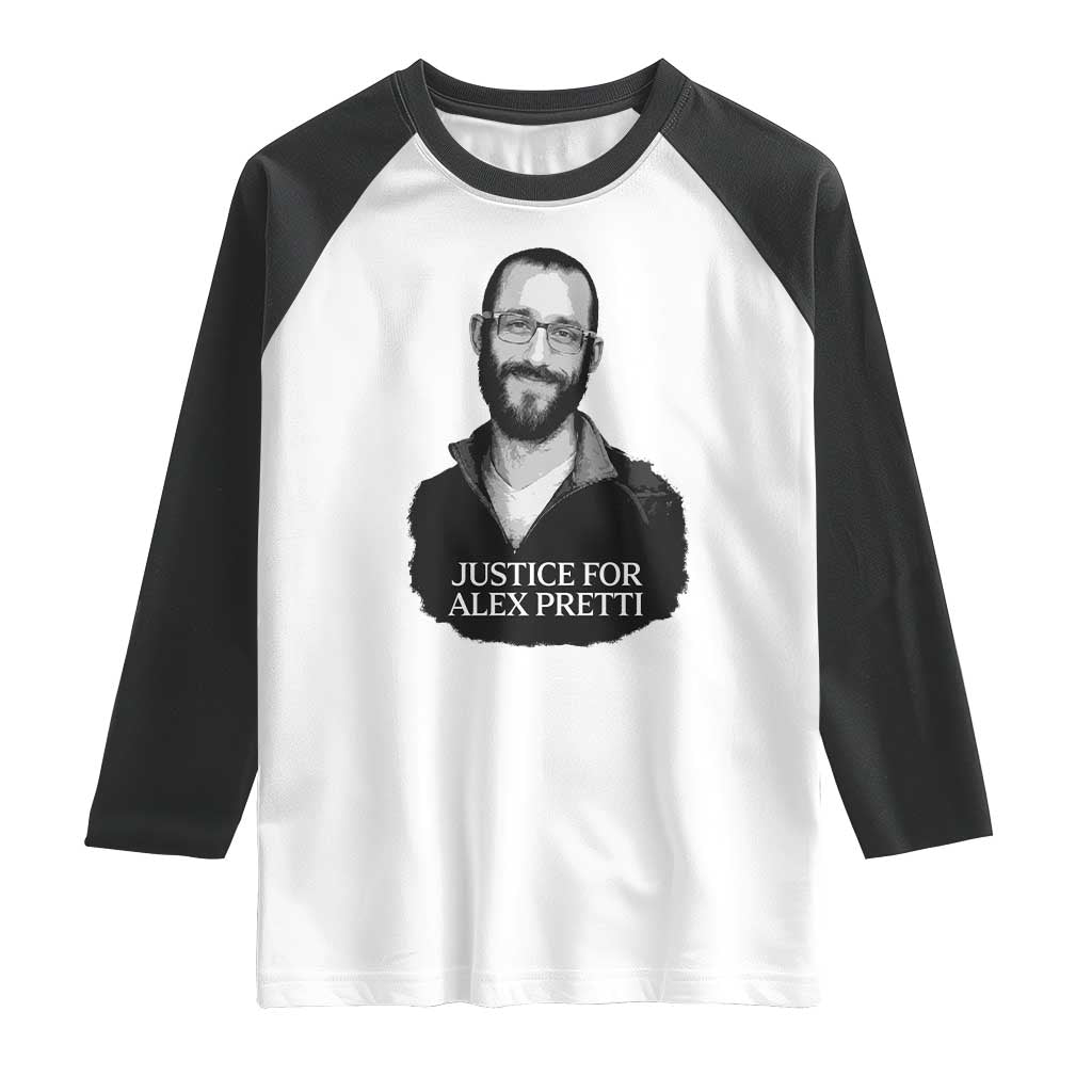 Justices for Alex Pretti Raglan Shirt Anti ICE Immigration Protest Human Rights