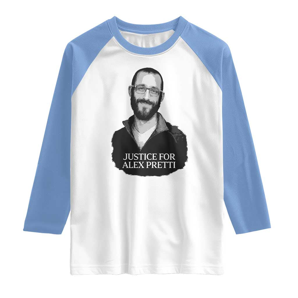 Justices for Alex Pretti Raglan Shirt Anti ICE Immigration Protest Human Rights