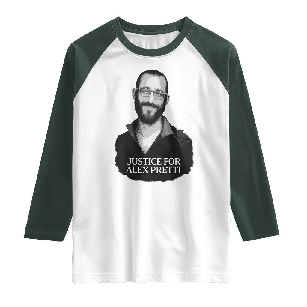 Justices for Alex Pretti Raglan Shirt Anti ICE Immigration Protest Human Rights
