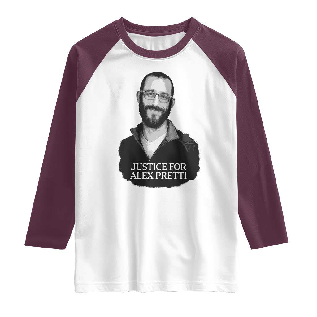 Justices for Alex Pretti Raglan Shirt Anti ICE Immigration Protest Human Rights
