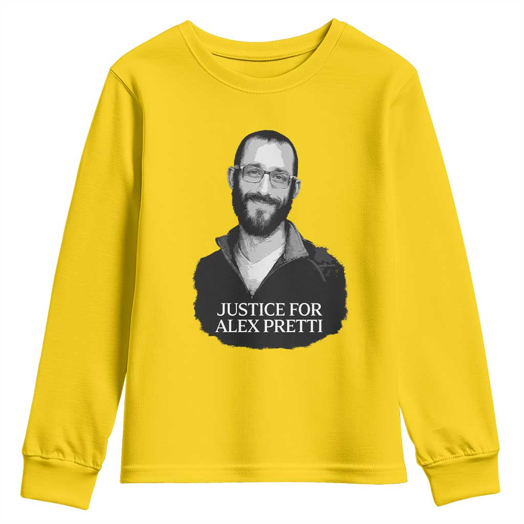 Justices for Alex Pretti Youth Sweatshirt Anti ICE Immigration Protest Human Rights