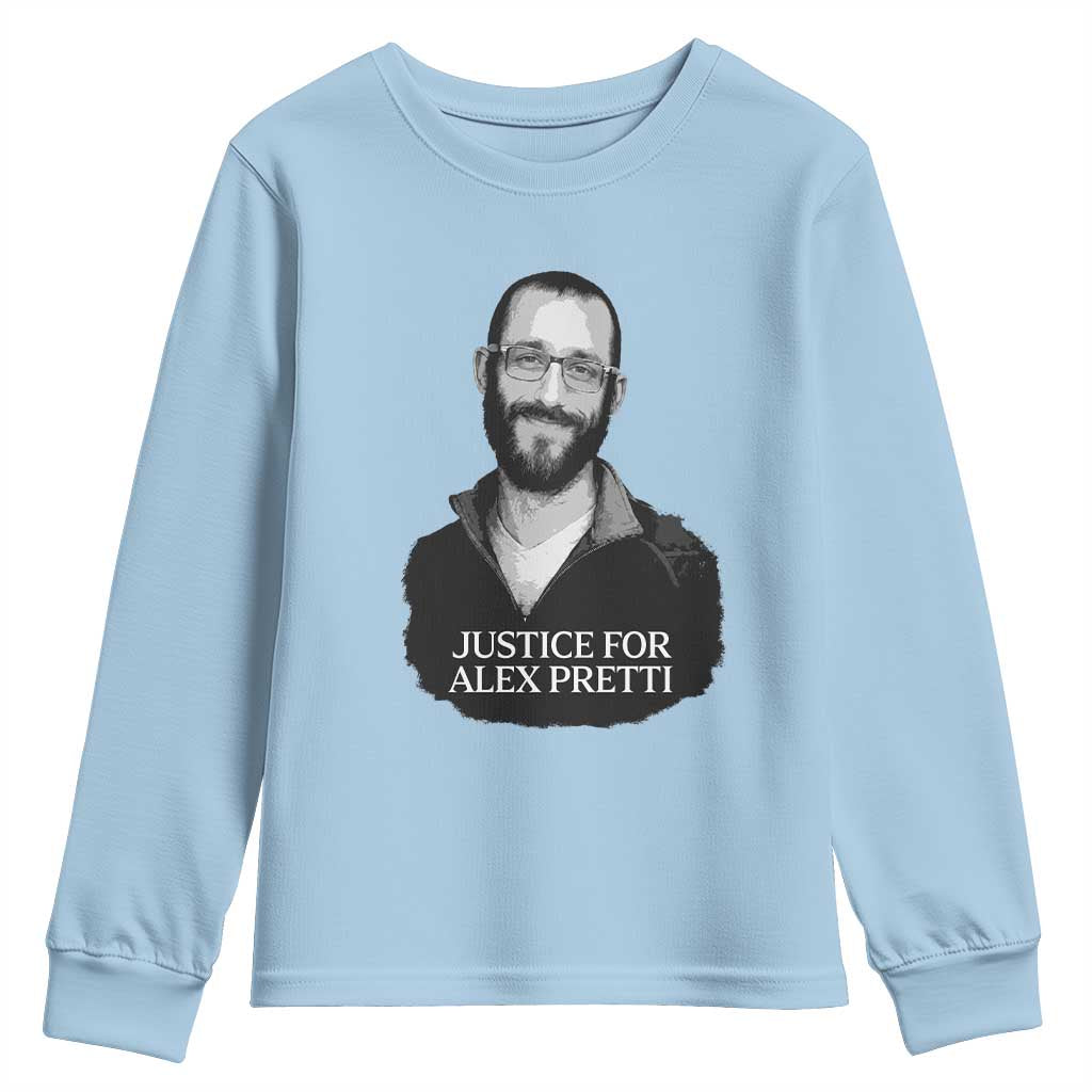 Justices for Alex Pretti Youth Sweatshirt Anti ICE Immigration Protest Human Rights