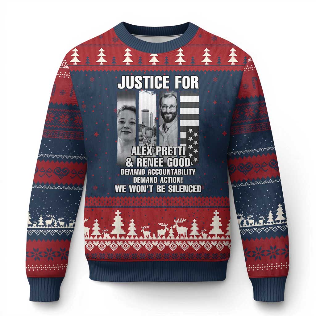 Justice for Alex and Renee Ugly Christmas Sweater Anti ICE Immigration Protest Human Rights