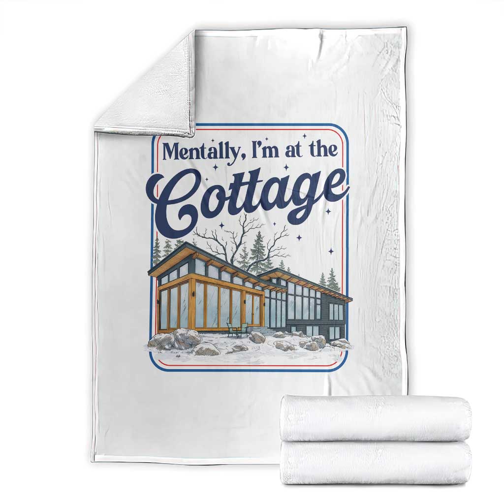 Mentally I'm at the Cottage Throw Blanket Funny Hockey Romance