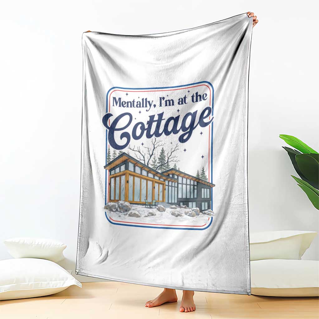Mentally I'm at the Cottage Throw Blanket Funny Hockey Romance
