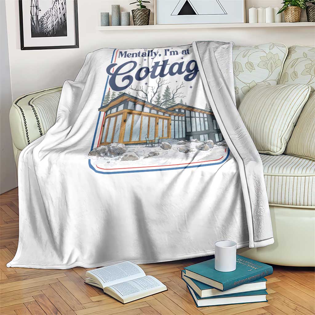 Mentally I'm at the Cottage Throw Blanket Funny Hockey Romance
