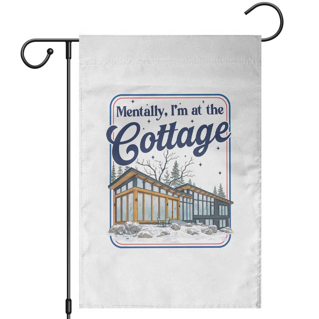 Mentally I'm at the Cottage Garden Flag Funny Hockey Romance