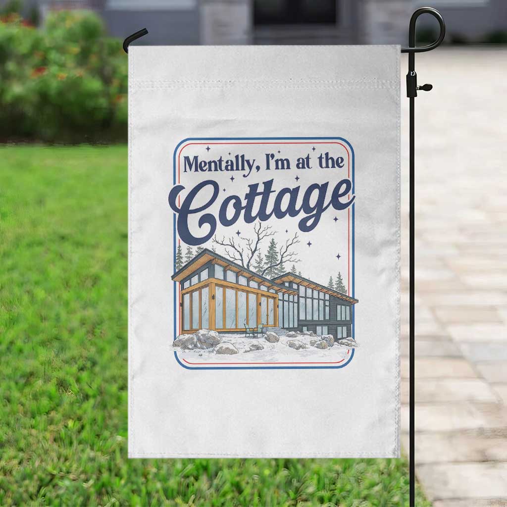 Mentally I'm at the Cottage Garden Flag Funny Hockey Romance