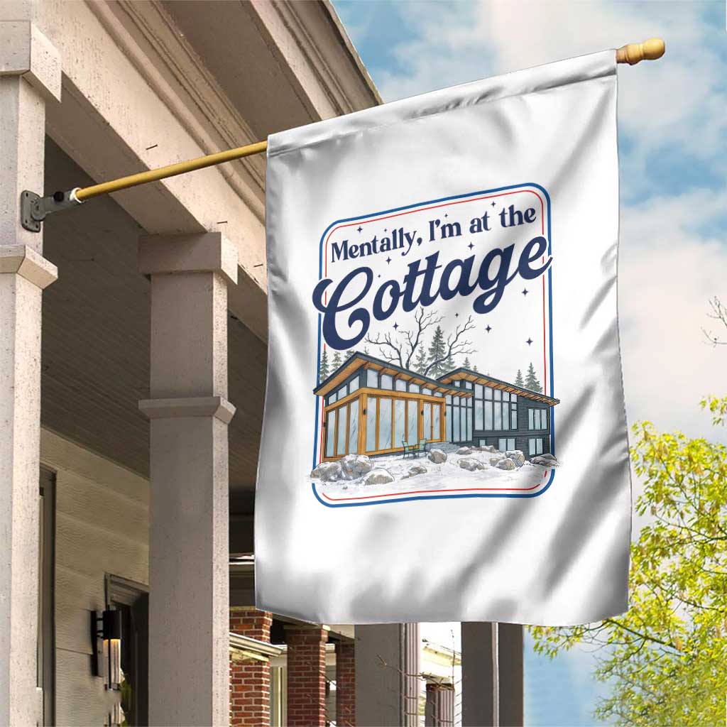 Mentally I'm at the Cottage Garden Flag Funny Hockey Romance