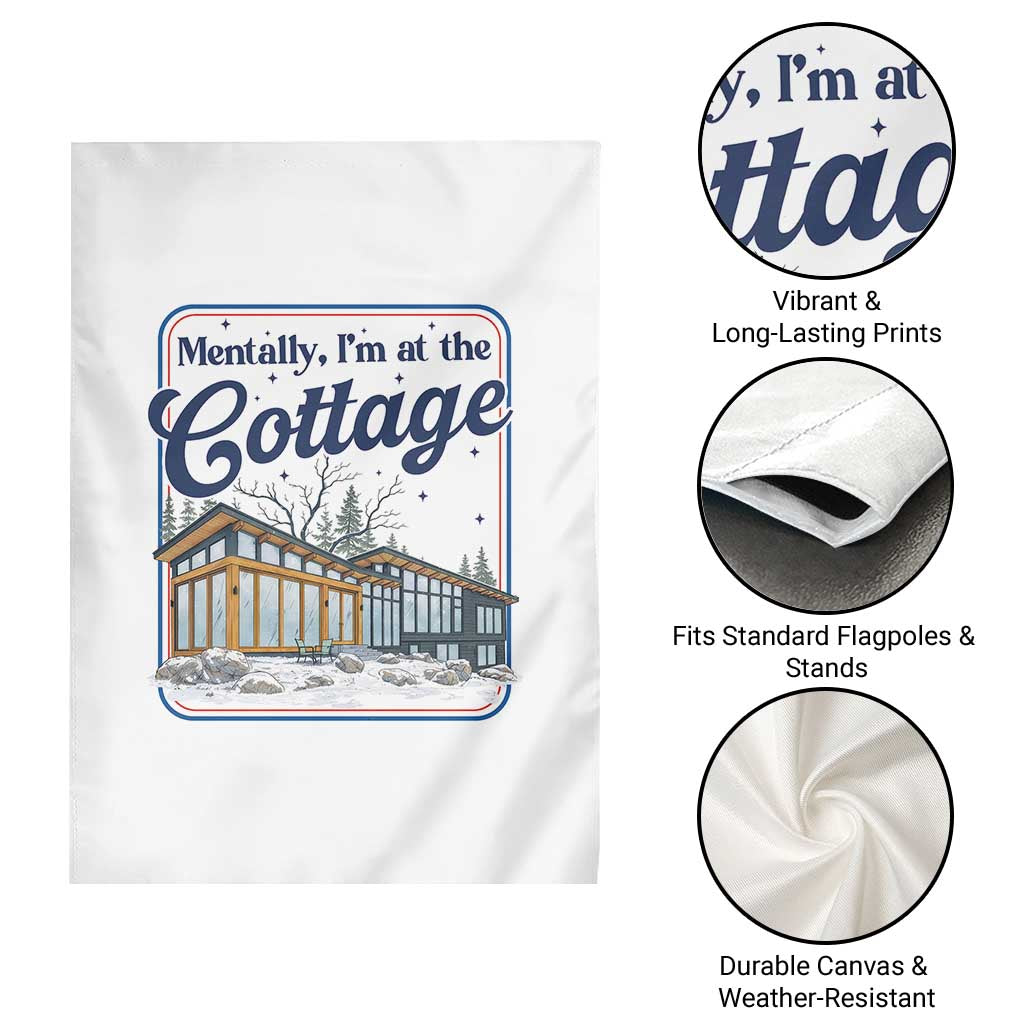 Mentally I'm at the Cottage Garden Flag Funny Hockey Romance