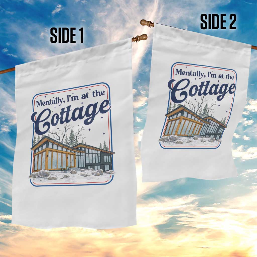 Mentally I'm at the Cottage Garden Flag Funny Hockey Romance