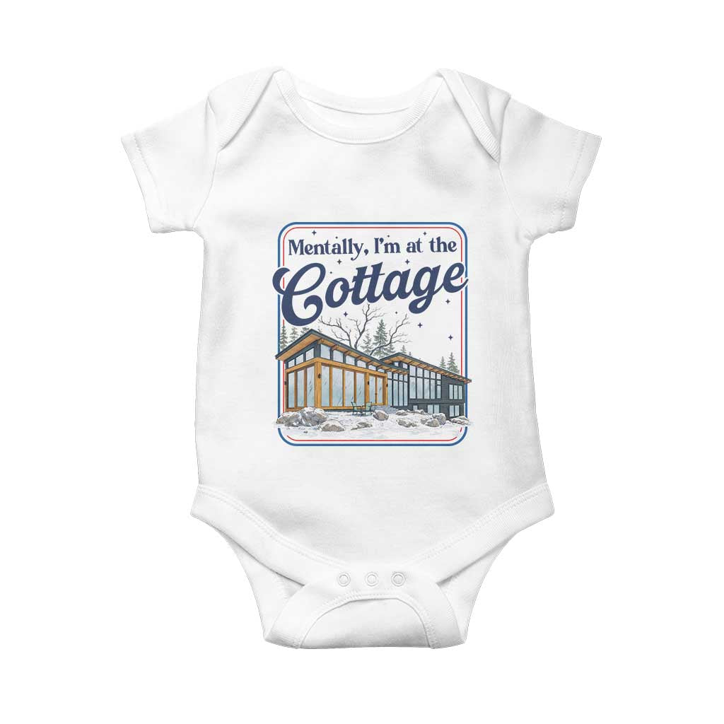Mentally I'm at the Cottage Baby Onesie Funny Hockey Romance