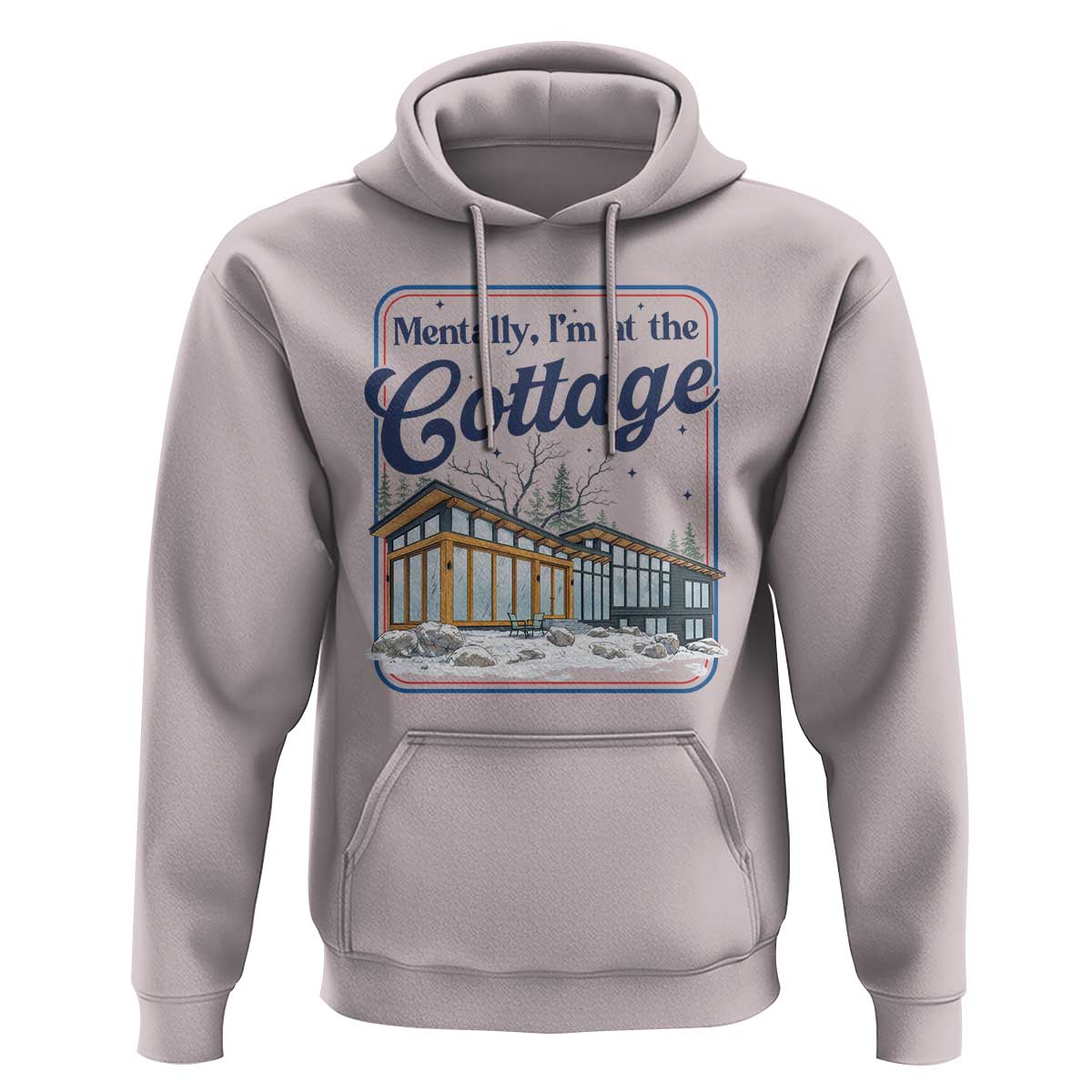 Mentally I'm at the Cottage Hoodie Funny Hockey Romance